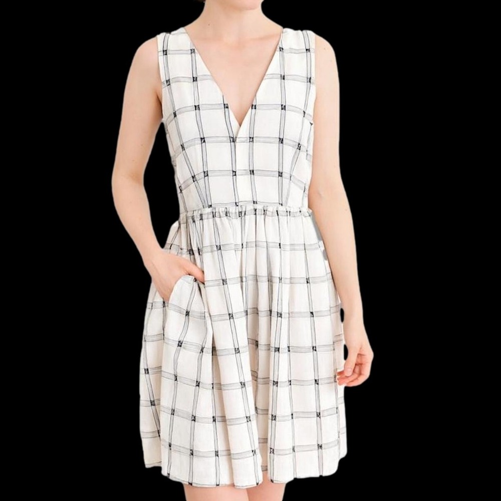 Vintage OshKosh Womens Dress 8 Cottage Country Prairie Blue‎ White Windowpane